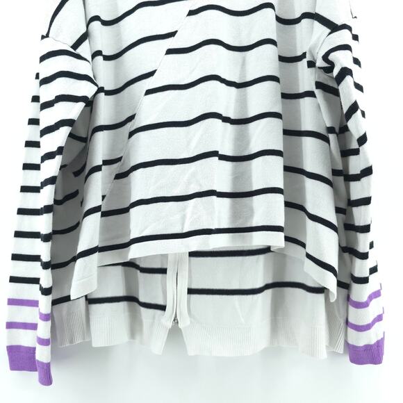 Lane Bryant Asymmetrical Black and Cream Striped Sweater Purple Cuffs| 22/24 - Picture 3 of 9